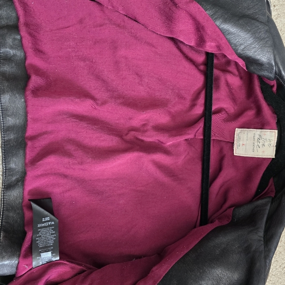 We The Free Black Distressed Women’s Faux Leather Moto Jacket Largd - Picture 6 of 9